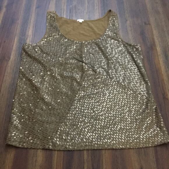 J Crew Sequin Zigzag Brown Tank - Picture 2 of 5
